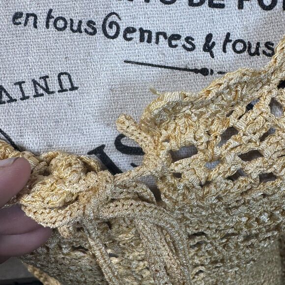 Vintage Crochet Tie Front Sweater Size M Bell Sleeve Y2k Boho Indie Festival - Picture 3 of 9